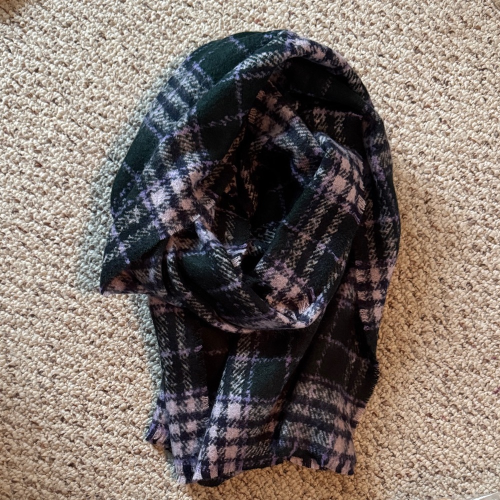 LOFT Plaid Scarf in Green and Purple